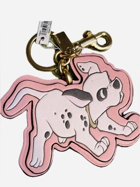 Coach x Disney Dalmatian Leather Charm Keyring w Gold Hardware NWT w box & Dusty